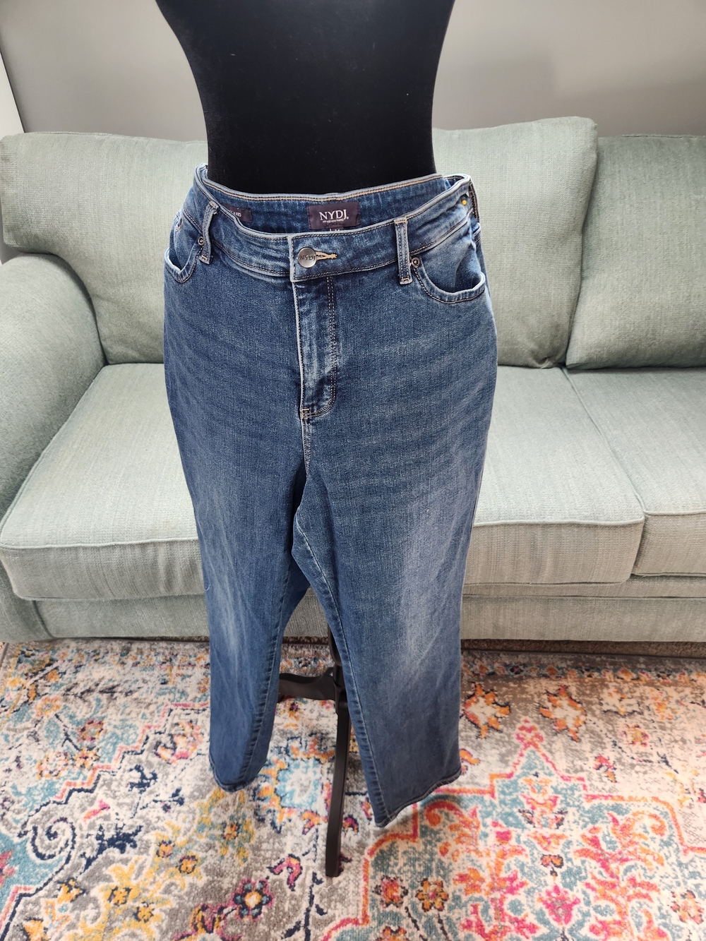 NYDJ Women's Blue Jeans - Classic Straight Stella Relaxed Size 14 28 In Inseam